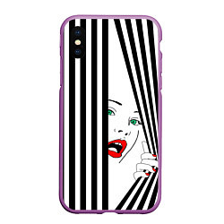Чехол iPhone XS Max матовый Pop art girl, цвет: 3D-фиолетовый