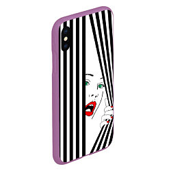 Чехол iPhone XS Max матовый Pop art girl, цвет: 3D-фиолетовый — фото 2