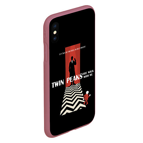 Чехол iPhone XS Max матовый Twin Peaks Man / 3D-Малиновый – фото 2