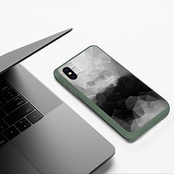 Чехол iPhone XS Max матовый Polygon gray, цвет: 3D-темно-зеленый — фото 2