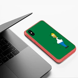Чехол iPhone XS Max матовый Гомер в кустах, цвет: 3D-красный — фото 2