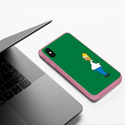 Чехол iPhone XS Max матовый Гомер в кустах, цвет: 3D-малиновый — фото 2