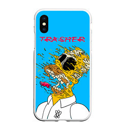 Чехол iPhone XS Max матовый Trasher Homer, цвет: 3D-белый