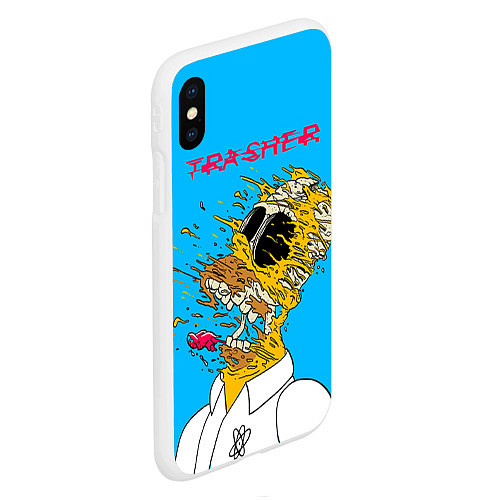 Чехол iPhone XS Max матовый Trasher Homer / 3D-Белый – фото 2