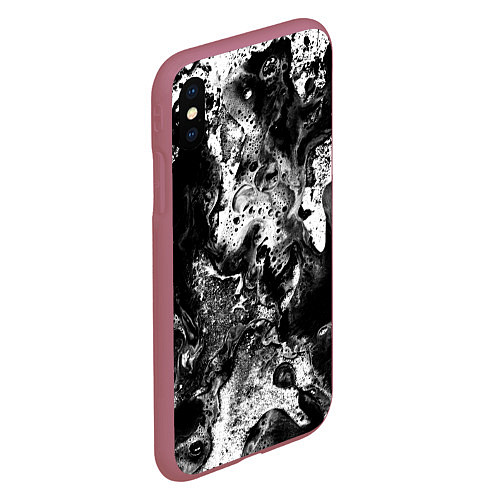 Чехол iPhone XS Max матовый Чёрная краска / 3D-Малиновый – фото 2