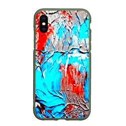 Чехол iPhone XS Max матовый Буйство красок, цвет: 3D-темно-зеленый