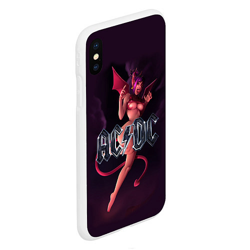 Чехол iPhone XS Max матовый AC/DC: Devil Girl / 3D-Белый – фото 2