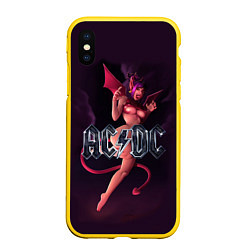 Чехол iPhone XS Max матовый AC/DC: Devil Girl, цвет: 3D-желтый