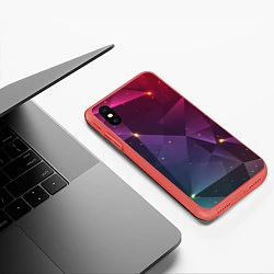 Чехол iPhone XS Max матовый Colorful triangles, цвет: 3D-красный — фото 2