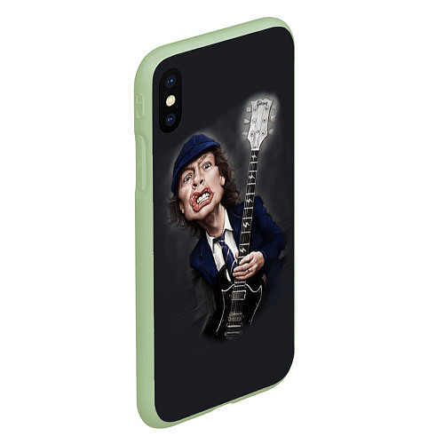 Чехол iPhone XS Max матовый AC/DC: Guitarist / 3D-Салатовый – фото 2