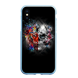 Чехол iPhone XS Max матовый Art skull, цвет: 3D-голубой