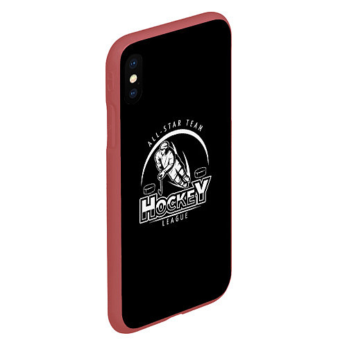 Чехол iPhone XS Max матовый Hockey League / 3D-Красный – фото 2