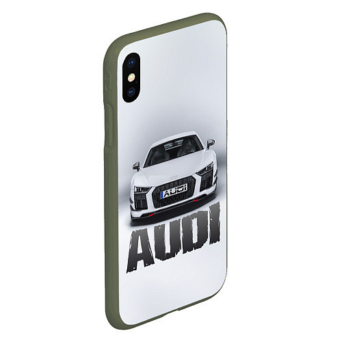 Чехол iPhone XS Max матовый Audi серебро / 3D-Темно-зеленый – фото 2