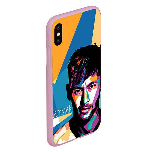 Чехол iPhone XS Max матовый Neymar Polygons / 3D-Розовый – фото 2