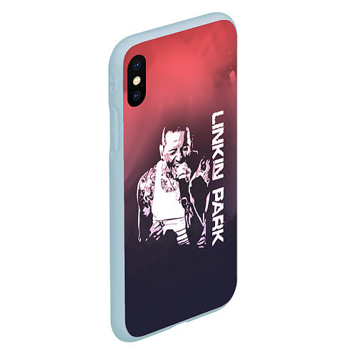 Чехол iPhone XS Max матовый Linkin Park Честер / 3D-Голубой – фото 2