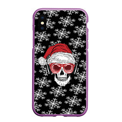 Чехол iPhone XS Max матовый Santa Skull хипстер, цвет: 3D-фиолетовый
