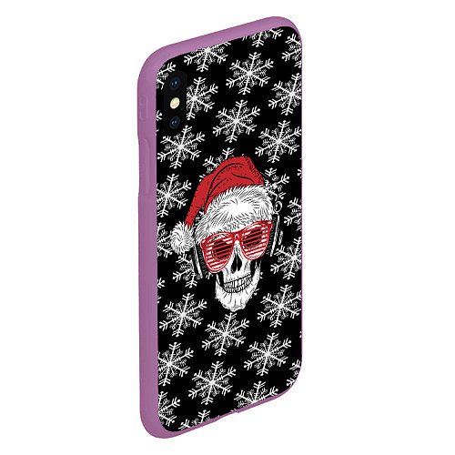 Чехол iPhone XS Max матовый Santa Skull хипстер / 3D-Фиолетовый – фото 2