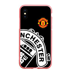 Чехол iPhone XS Max матовый Man United: Black Collection, цвет: 3D-баблгам