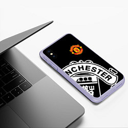 Чехол iPhone XS Max матовый Man United: Black Collection, цвет: 3D-светло-сиреневый — фото 2