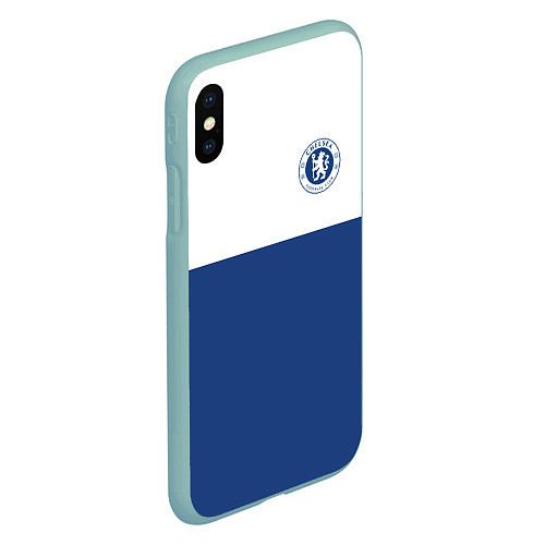 Чехол iPhone XS Max матовый Chelsea FC: Light Blue / 3D-Мятный – фото 2