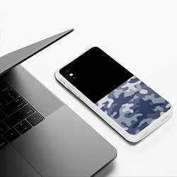 Чехол iPhone XS Max матовый Камуфляж: черный/голубой, цвет: 3D-белый — фото 2