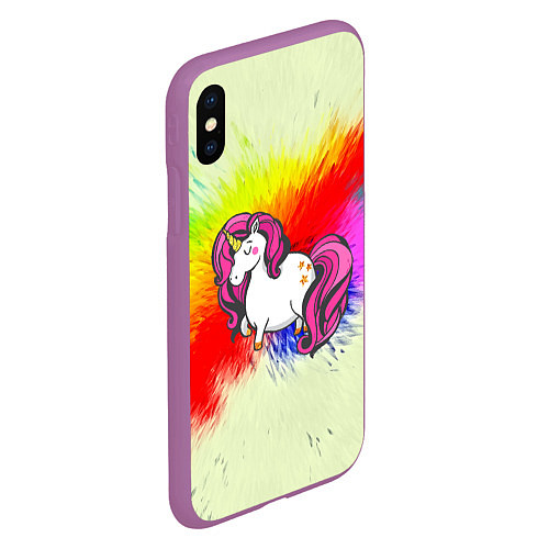 Чехол iPhone XS Max матовый Радужный Единорог / 3D-Фиолетовый – фото 2