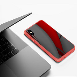 Чехол iPhone XS Max матовый Red-gray abstraction, цвет: 3D-красный — фото 2