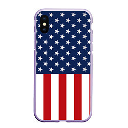 Чехол iPhone XS Max матовый Флаг США, цвет: 3D-светло-сиреневый