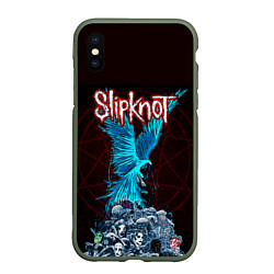 Чехол iPhone XS Max матовый Орел группа Slipknot, цвет: 3D-темно-зеленый