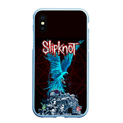 Чехол iPhone XS Max матовый Орел группа Slipknot, цвет: 3D-голубой