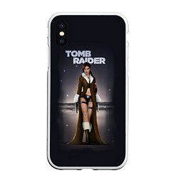 Чехол iPhone XS Max матовый TOMB RAIDER, цвет: 3D-белый
