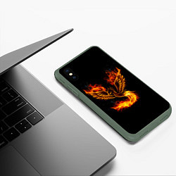 Чехол iPhone XS Max матовый Феникс, цвет: 3D-темно-зеленый — фото 2