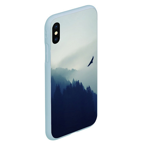 Чехол iPhone XS Max матовый Орел над Лесом / 3D-Голубой – фото 2