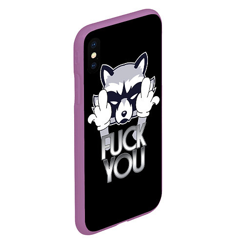 Чехол iPhone XS Max матовый Енот / 3D-Фиолетовый – фото 2