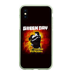 Чехол iPhone XS Max матовый Поцелуй Green Day, цвет: 3D-салатовый