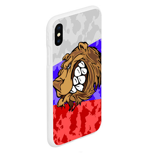 Чехол iPhone XS Max матовый Русский Медведь / 3D-Белый – фото 2