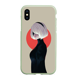 Чехол iPhone XS Max матовый Nier Automata, цвет: 3D-салатовый