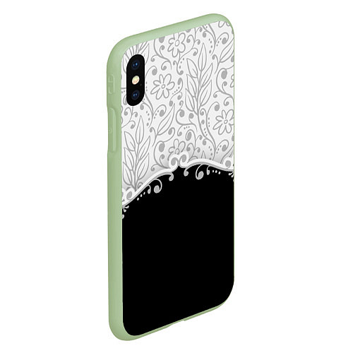 Чехол iPhone XS Max матовый Флористика / 3D-Салатовый – фото 2