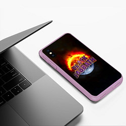 Чехол iPhone XS Max матовый Black Sabbath земля в огне, цвет: 3D-сиреневый — фото 2