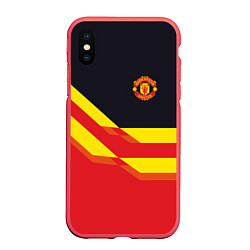 Чехол iPhone XS Max матовый Man United FC: Red style, цвет: 3D-красный