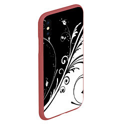 Чехол iPhone XS Max матовый Цветочный узор, цвет: 3D-красный — фото 2