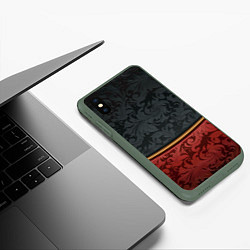 Чехол iPhone XS Max матовый Узоры Black and Red, цвет: 3D-темно-зеленый — фото 2