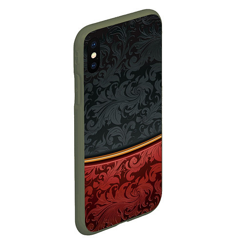 Чехол iPhone XS Max матовый Узоры Black and Red / 3D-Темно-зеленый – фото 2