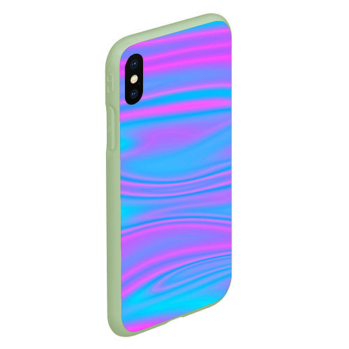 Чехол iPhone XS Max матовый Глянцевые линии / 3D-Салатовый – фото 2