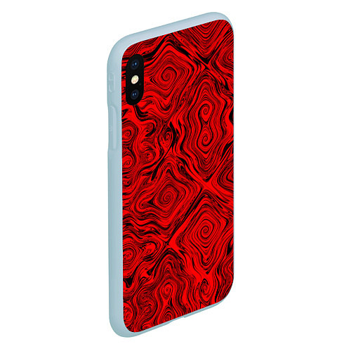 Чехол iPhone XS Max матовый Tie-Dye red / 3D-Голубой – фото 2