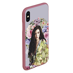 Чехол iPhone XS Max матовый Lorde Floral цвета 3D-малиновый — фото 2