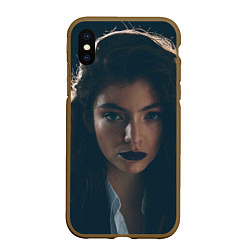 Чехол iPhone XS Max матовый Lorde: Black lips, цвет: 3D-коричневый