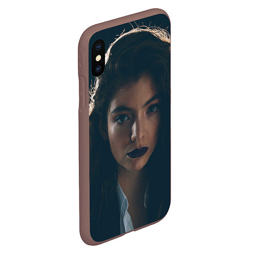 Чехол iPhone XS Max матовый Lorde: Black lips / 3D-Коричневый – фото 2