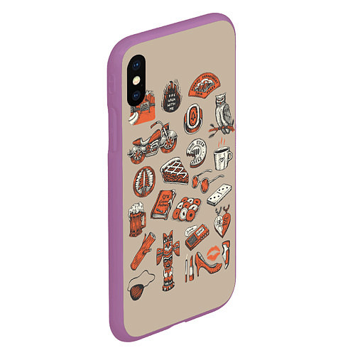 Чехол iPhone XS Max матовый Twin Peaks Pack / 3D-Фиолетовый – фото 2