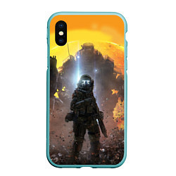 Чехол iPhone XS Max матовый Titanfall: Robots War, цвет: 3D-мятный